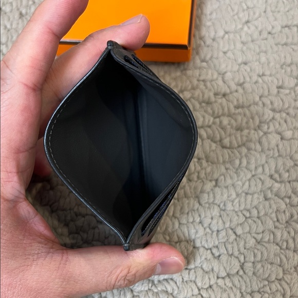Hermes Dark Gray Leather Card Holder